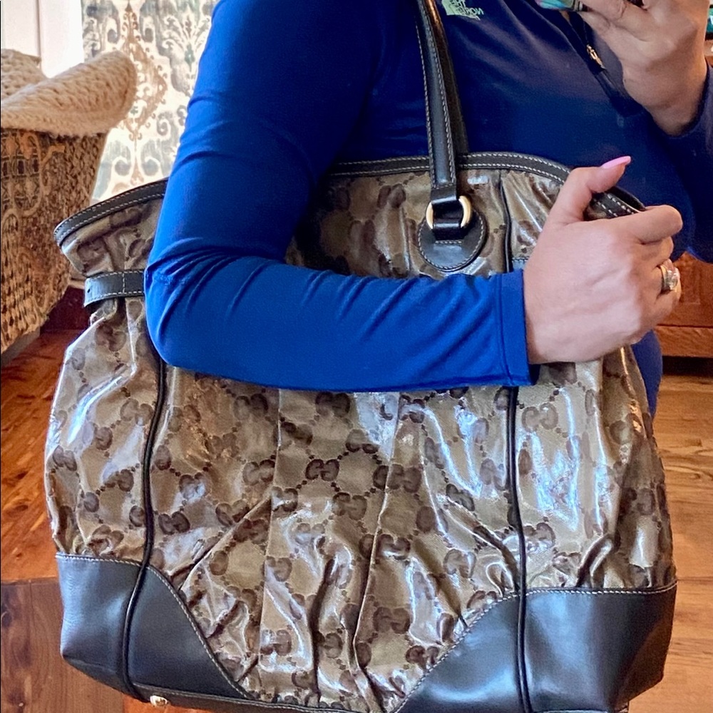 Gucci Tote - X Large GG Crystal Leather Trim